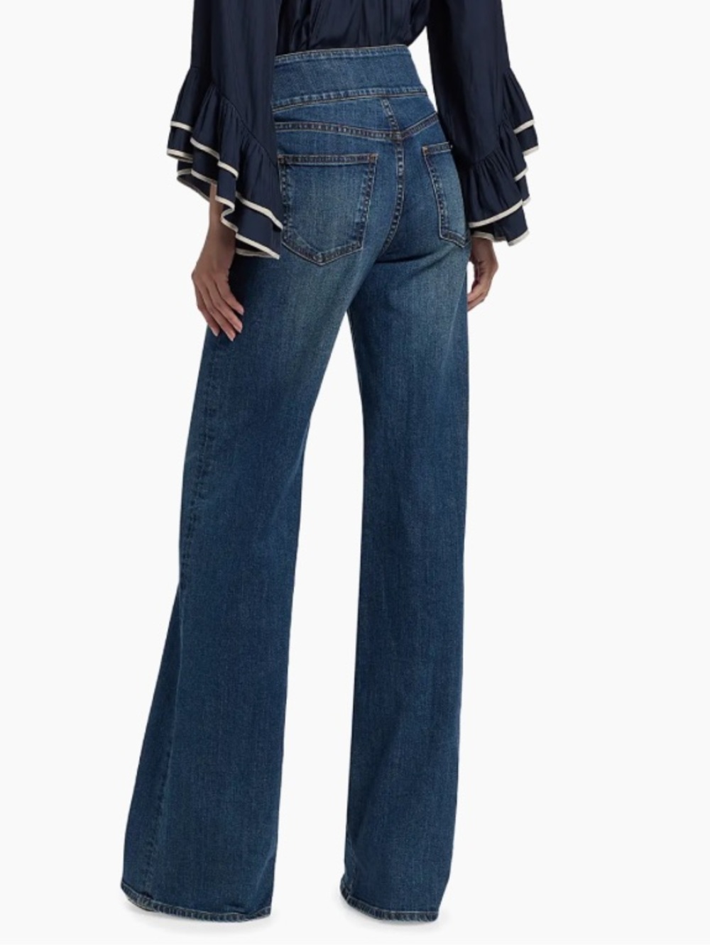 Ramy Brook Dark Blue High-Waist Wide Leg Jeans - Picture 14 of 15